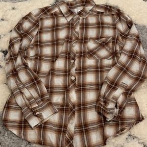 Brown/White Time and Tru Plaid Button-up